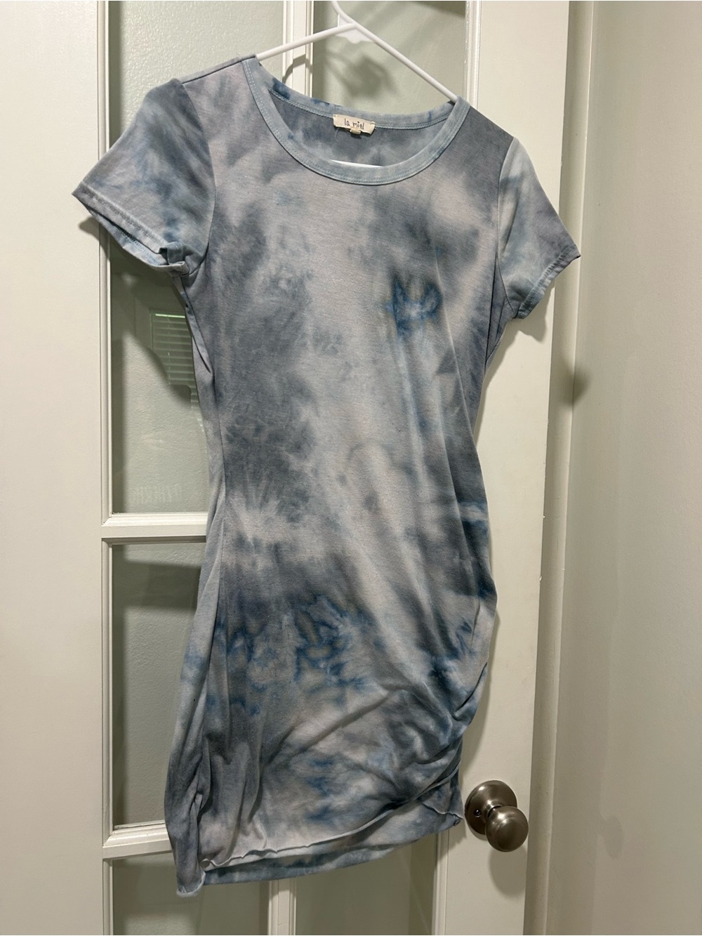 Pink Lily Blue Tie-Dye Short Sleeve Tee Dress Small
